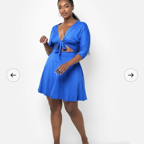 Rebdolls Blue Coverup Dress with Plunging V-Neckline - Picture 1 of 3